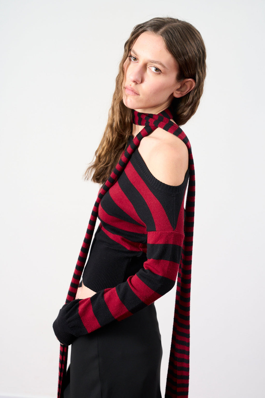 Skinny Scarf Tejida Rojo