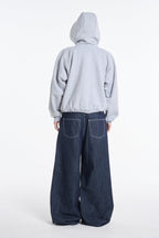 campera hoodie gris con bordado unisex