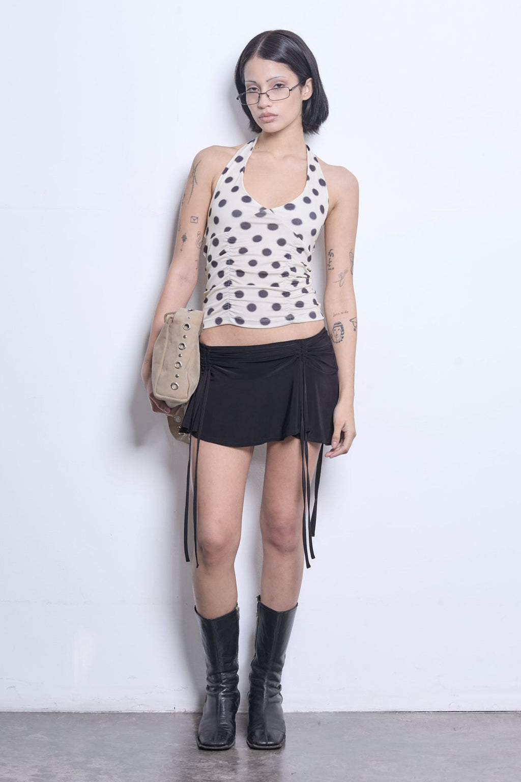 Mini Falda Frunces Negro