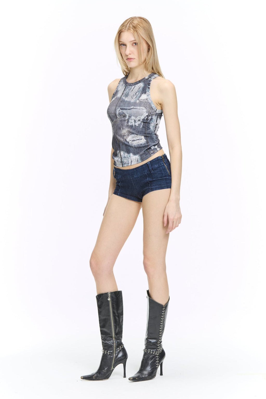 Mini Short Raw Azul