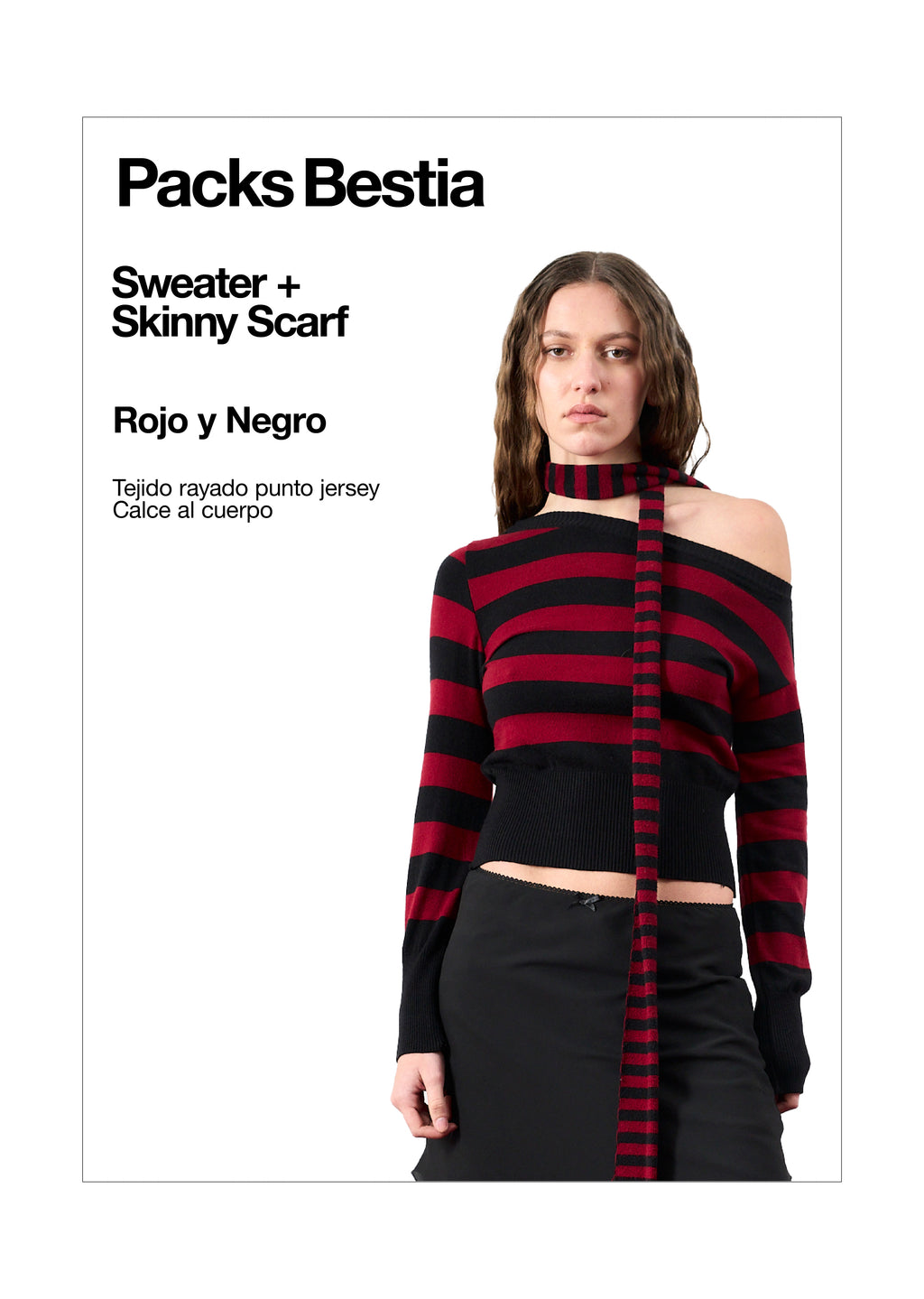 Pack Sweater + Skinny Scarf Rojo