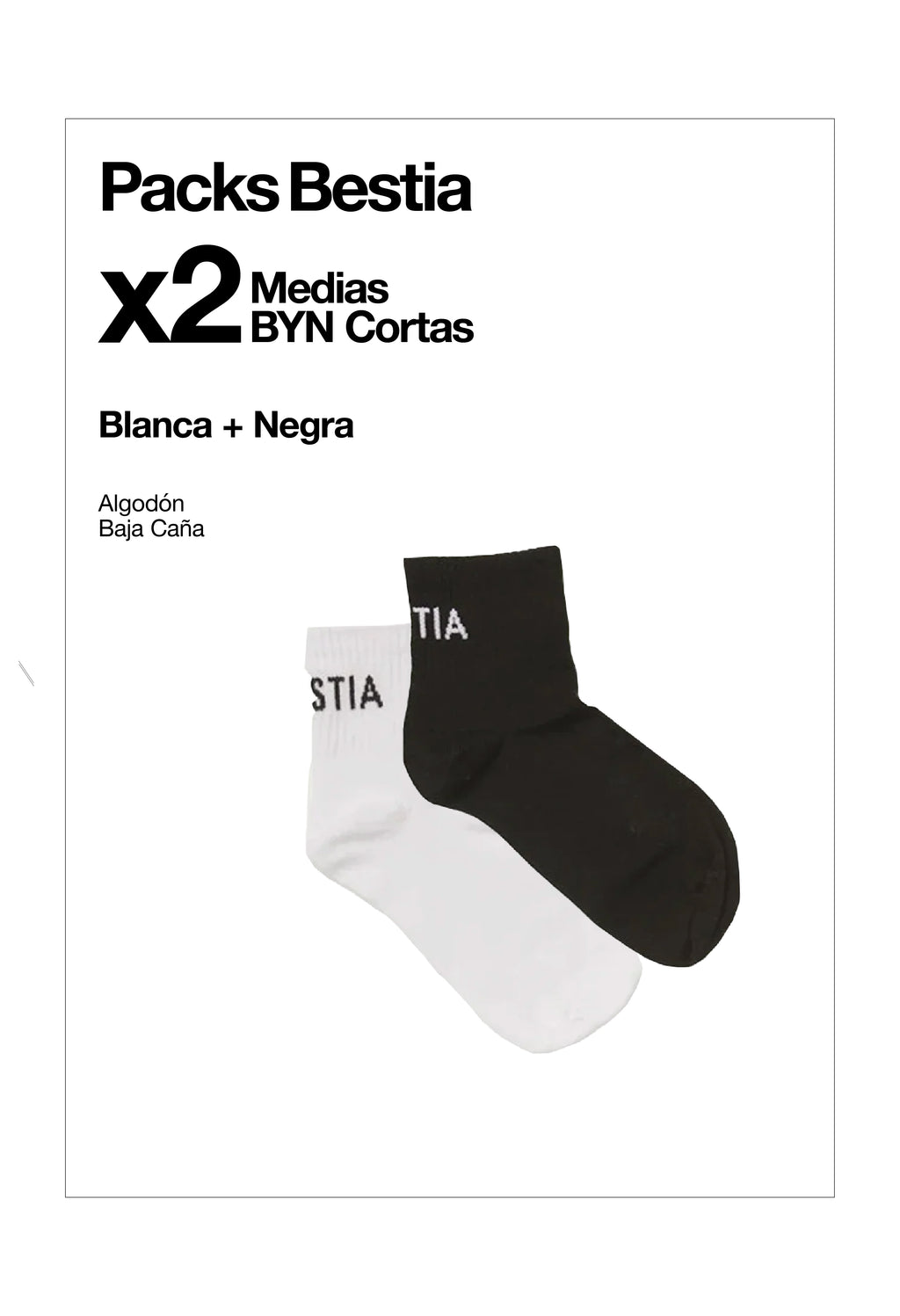 Pack Medias Bestia Cortas Blancas y Negras