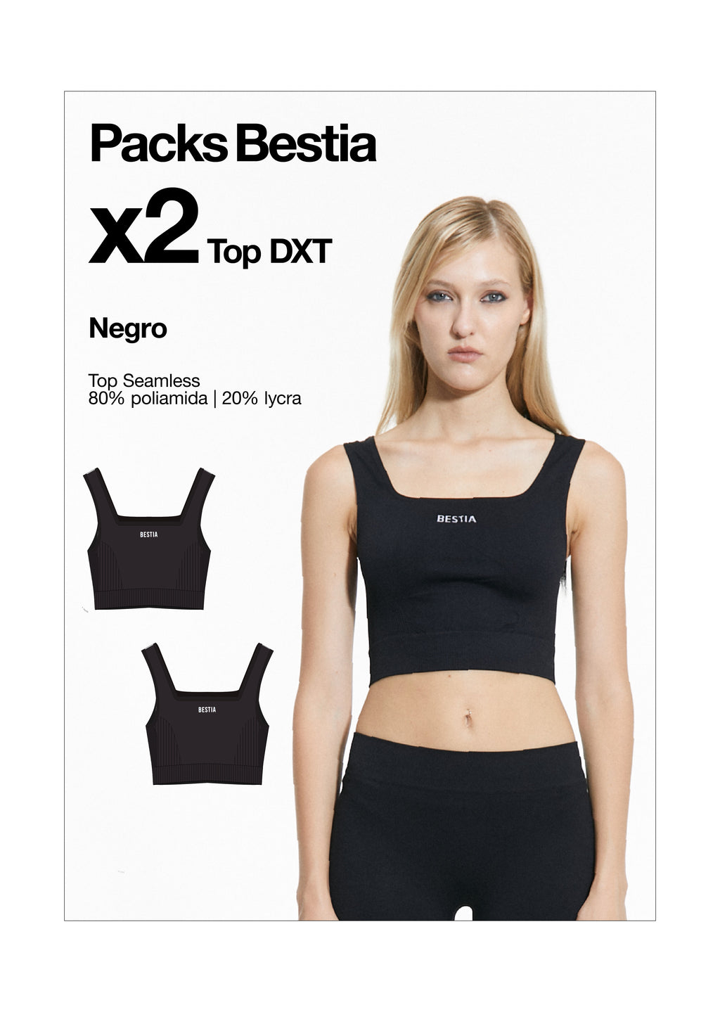Pack Top Negro DXT X 2