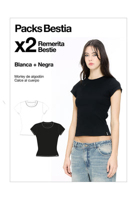 Pack Remera Bestie Crudo y Negro