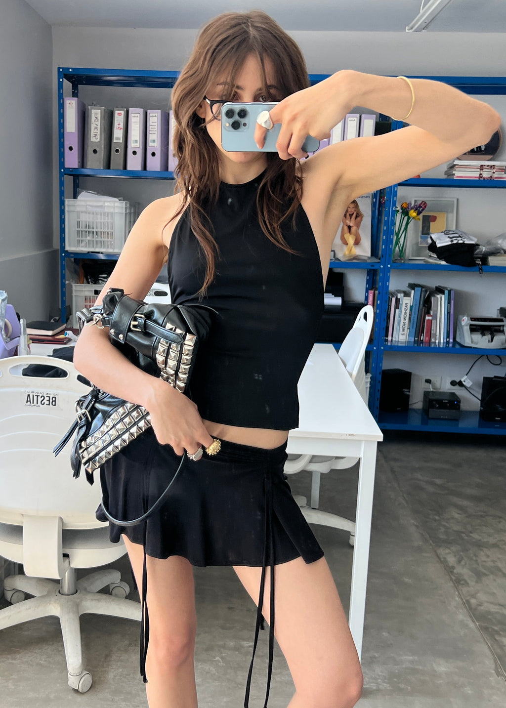 Mini Falda Frunces Negro