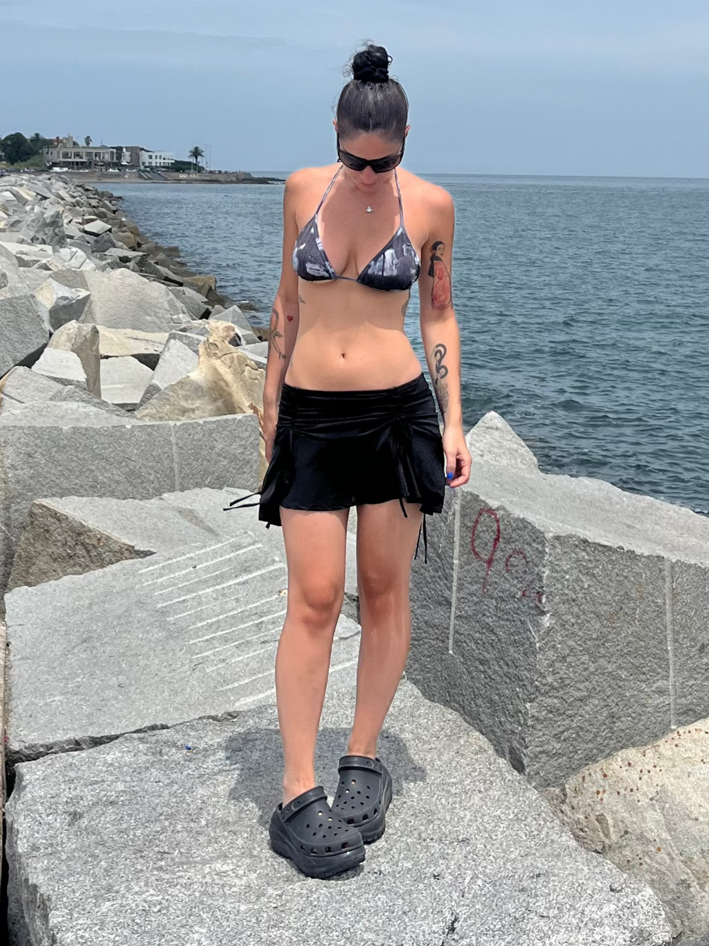 Mini Falda Frunces Negro