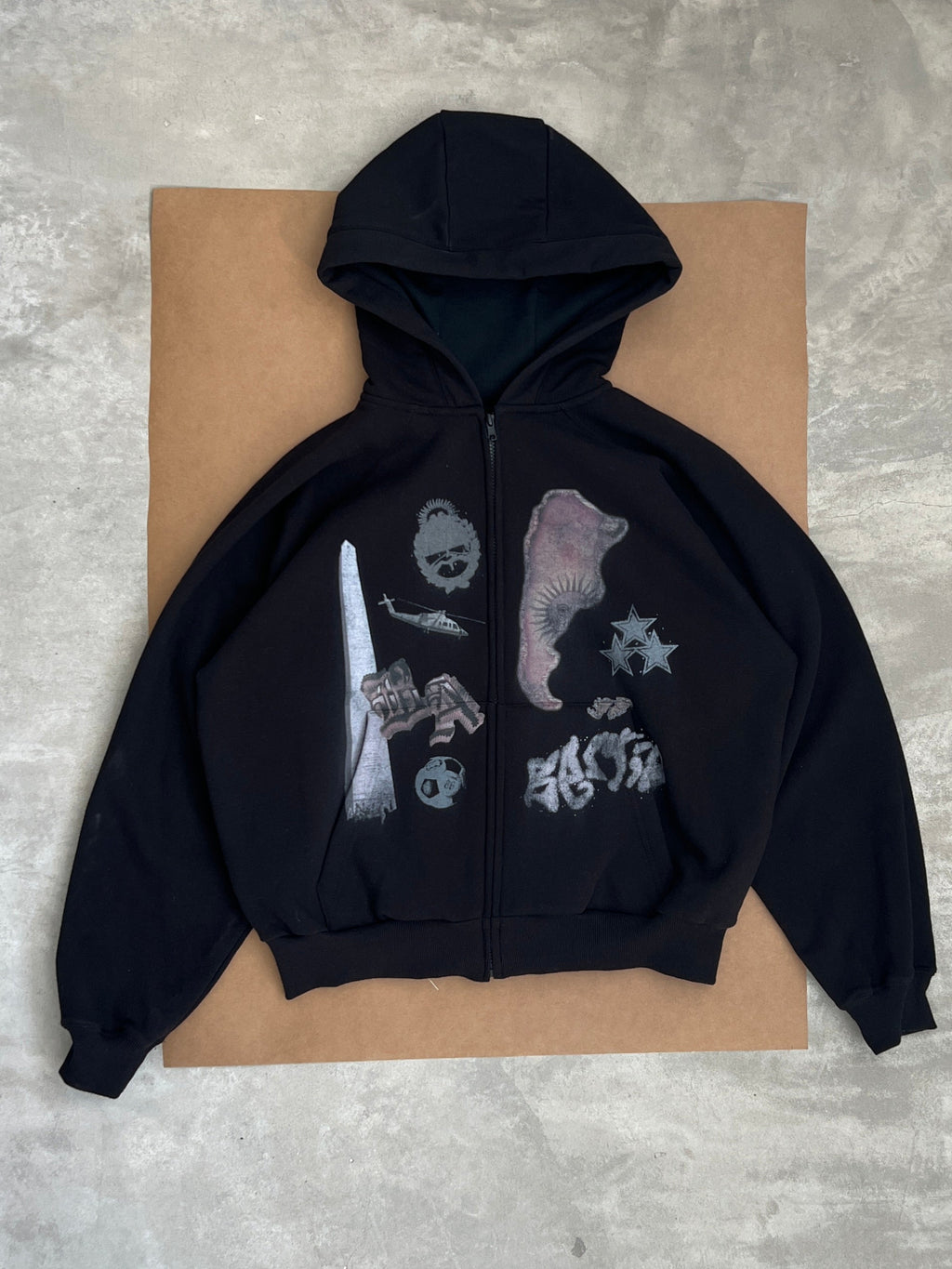 Campera Hoodie País Negro