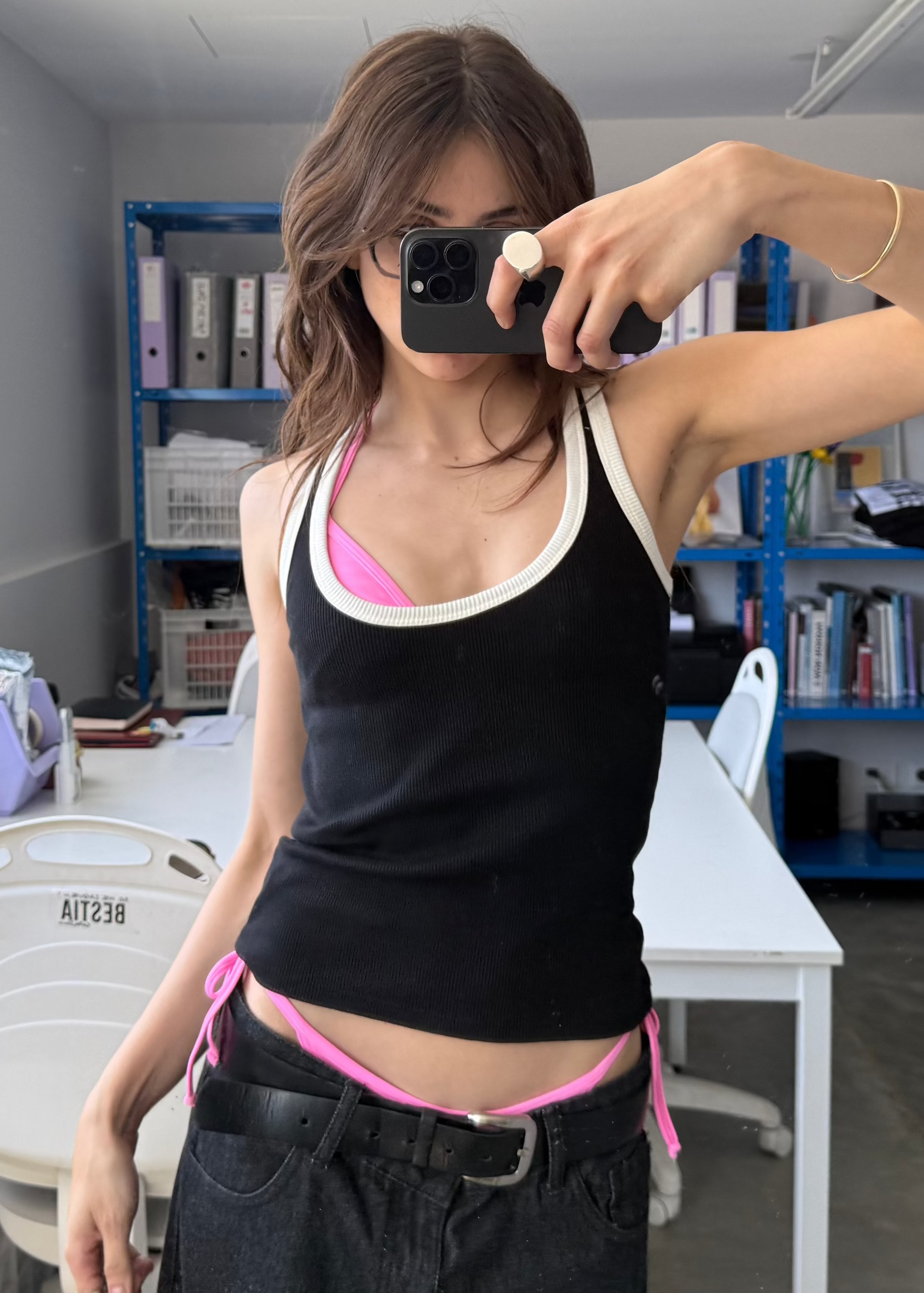 Musculosa Bicolor Negro