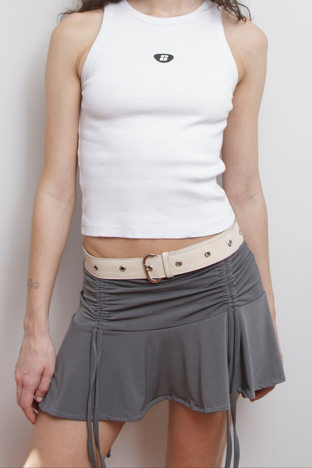 Mini Falda Frunces Gris