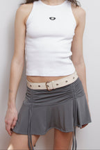 Mini Falda Frunces Gris