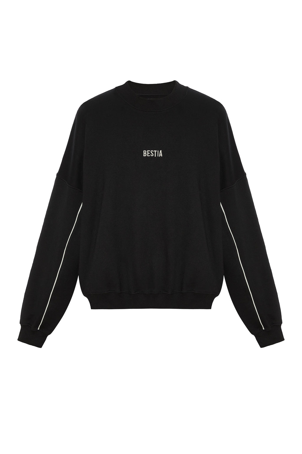 buzo grande negro con lineas blancas unisex bestia