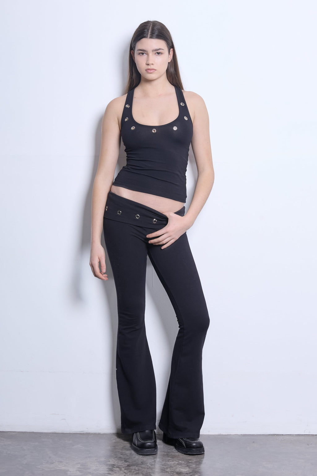 calza bling bling negra con arandelas mujer