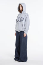 campera hoodie gris con bordado unisex