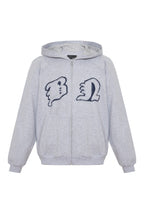 campera hoodie gris con bordado unisex
