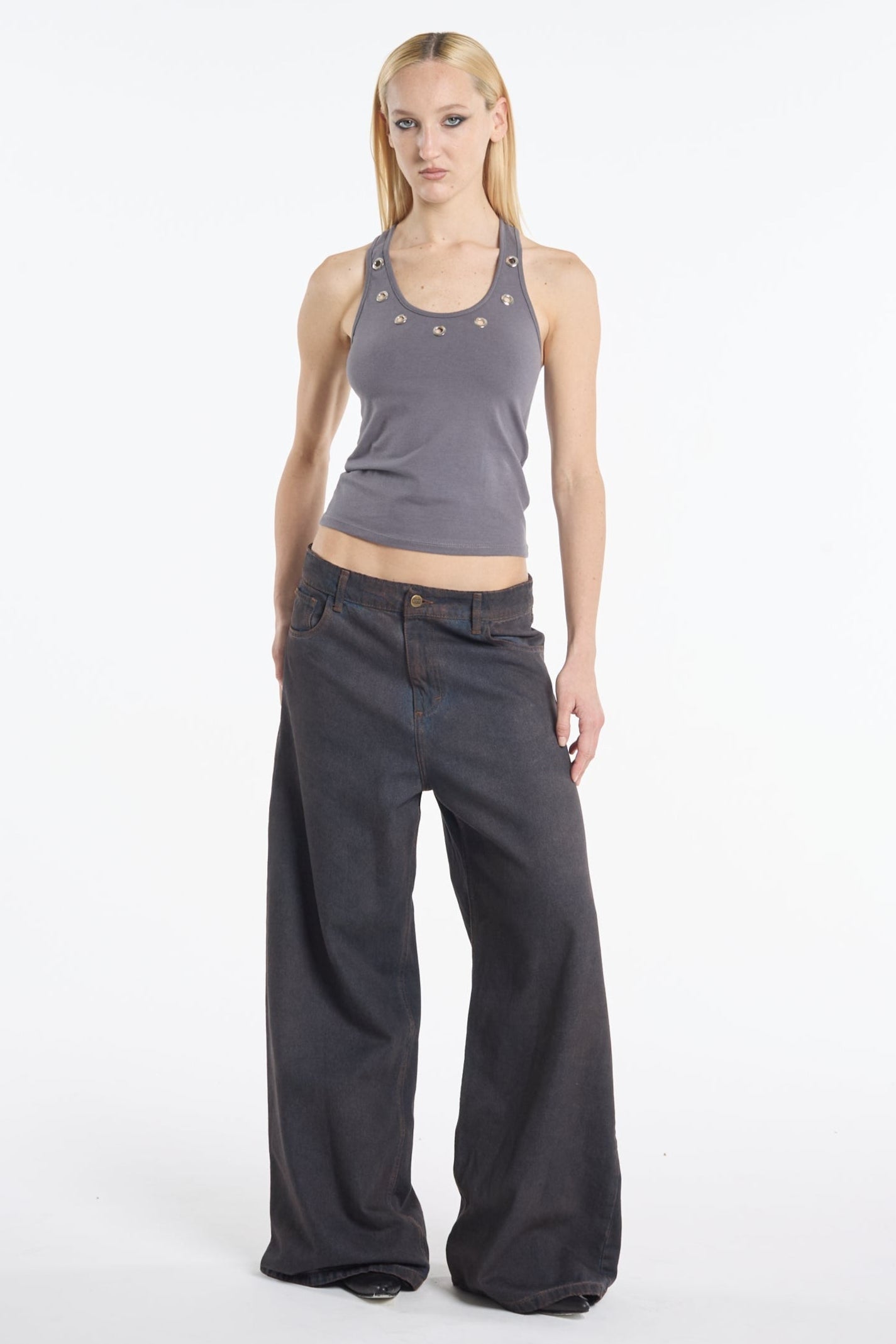 jean baggy marron/magenta unisex