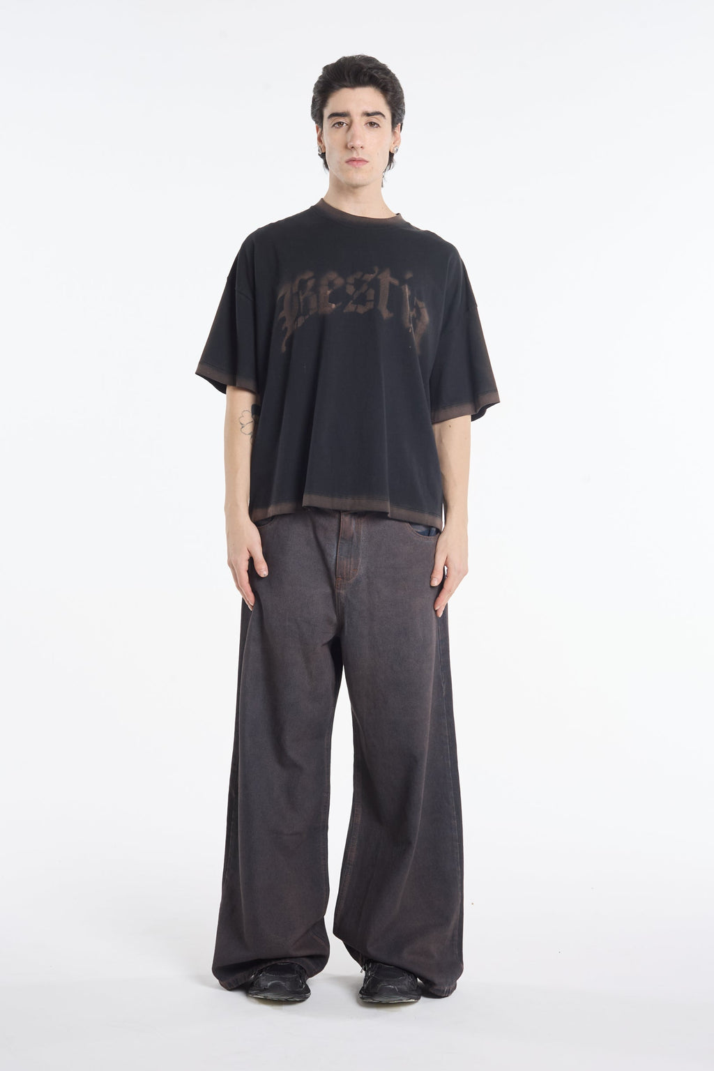 jean baggy marron/magenta unisex