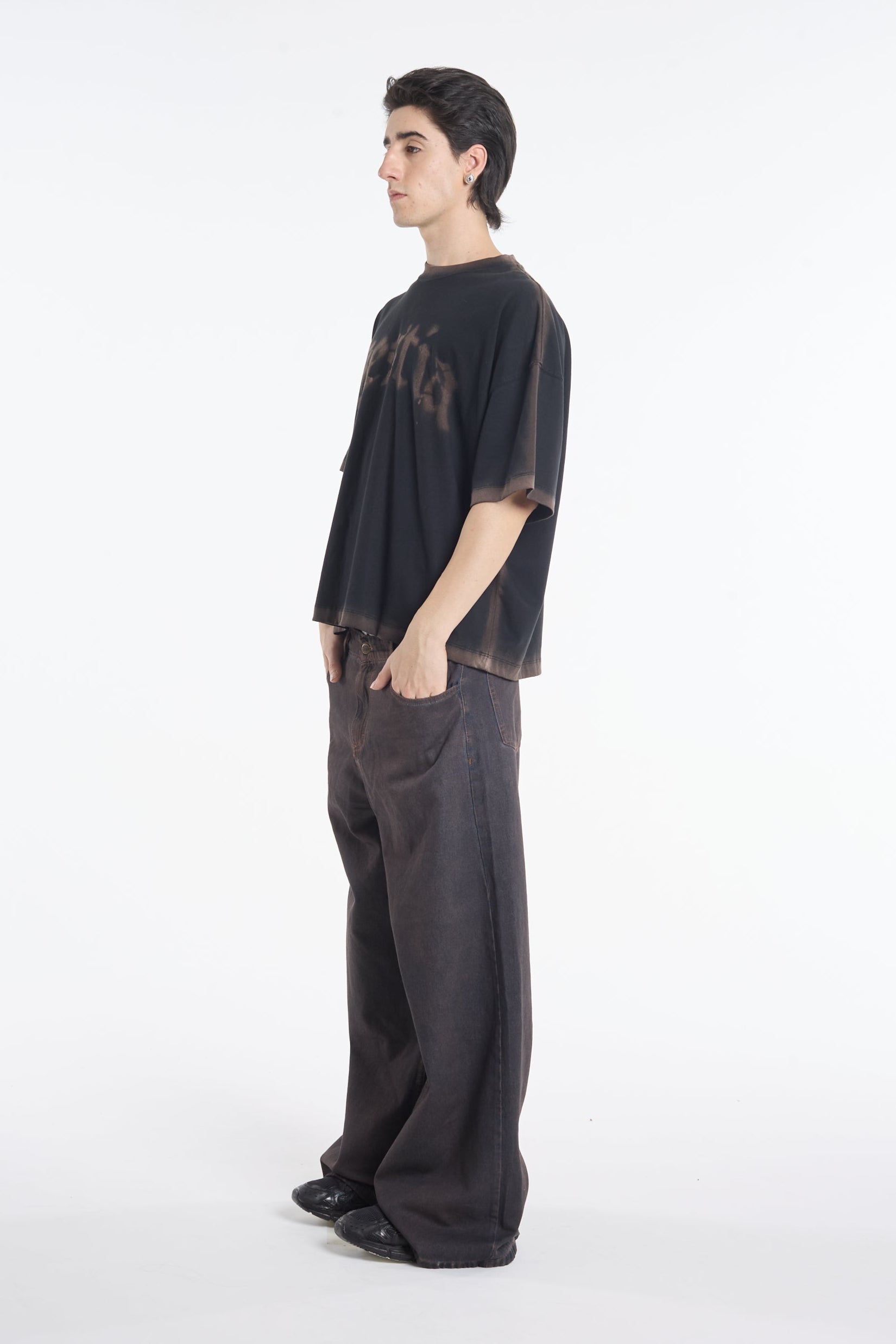 jean baggy marron/magenta unisex
