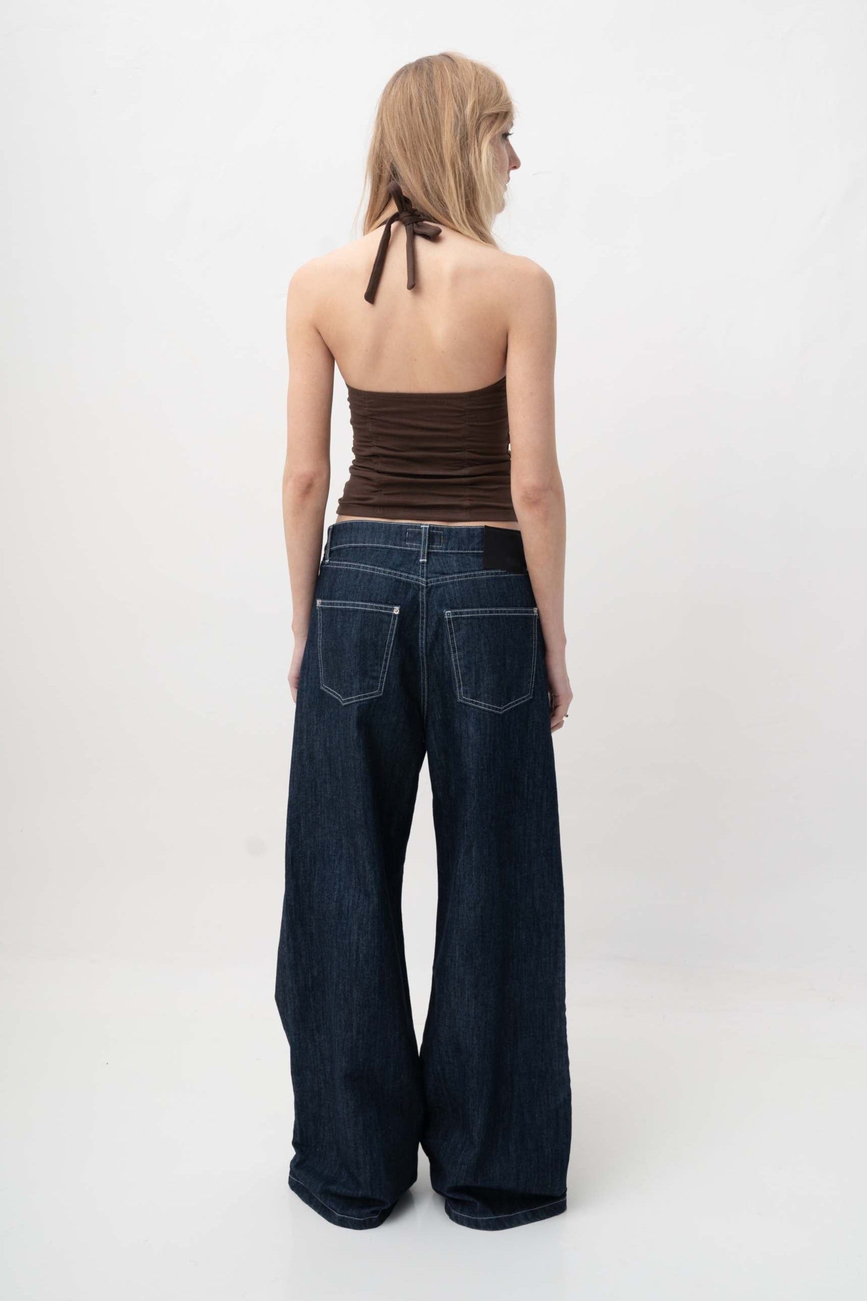 top halter marron mujer